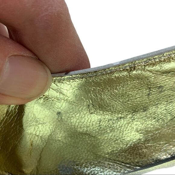 Saks Fifth Avenue Fenton Last Slingback White Leather Black Bow 8 Vintage - Picture 11 of 12